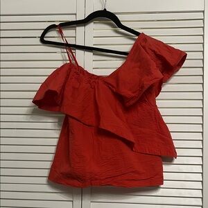 Cuyana XS Red Off-Shoulder Women's Top